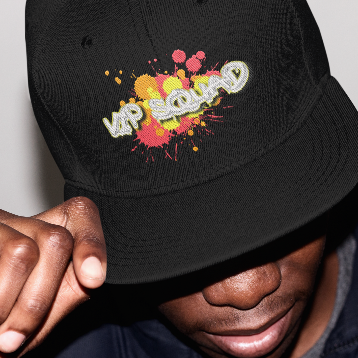 VIP Squad-wear Embroidered Graffiti-Style Unisex Adjustable Flat Bill Hat